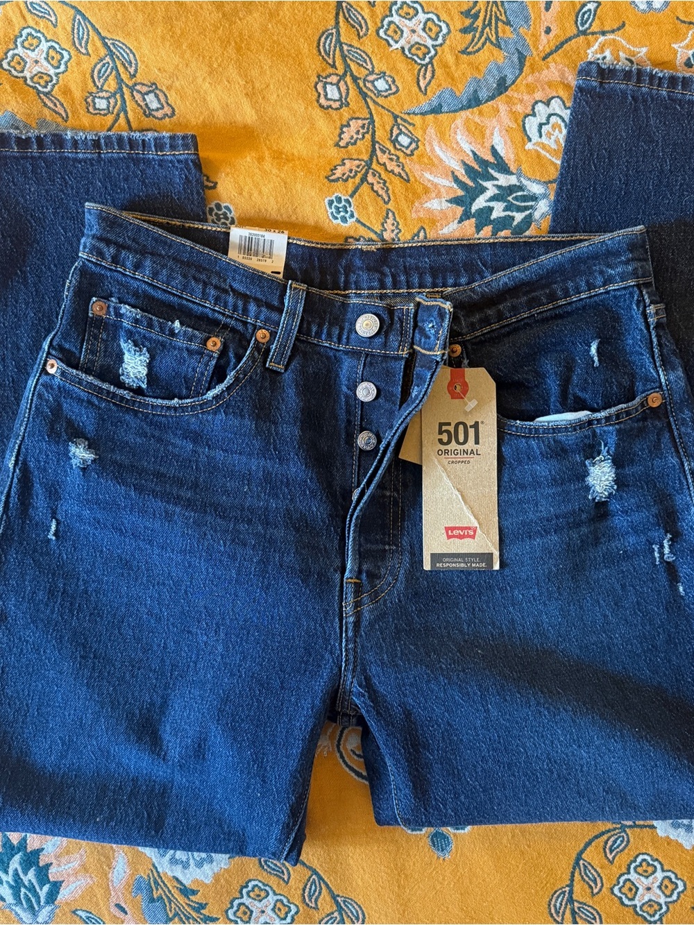 Levi’s 501 High-Rise Straight Crop Jeans in Dark Wash 30 X 26 NWT - Picture 4 of 9